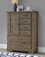 Picture of STONE GREY STANDING CHEST 6 DRAWERS WITH 1 DOOR