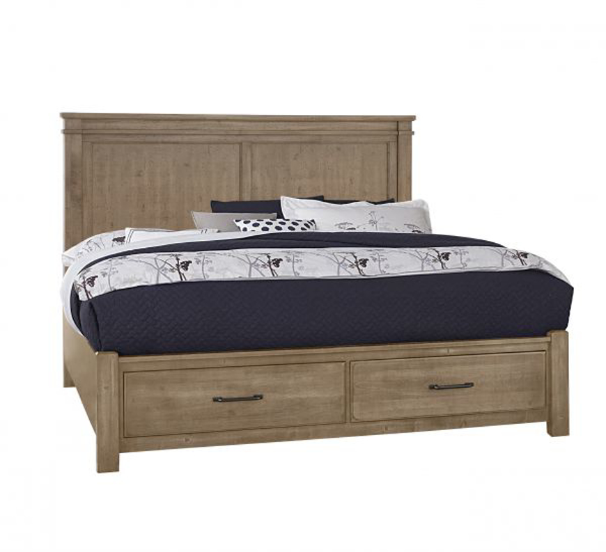 Picture of NATURAL QUEEN MANSION BED WITH FOOTBOARD STORAGE